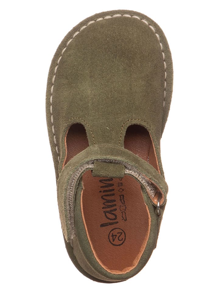 lamino Leder-Barfuß-Ballerinas in Khaki - 4