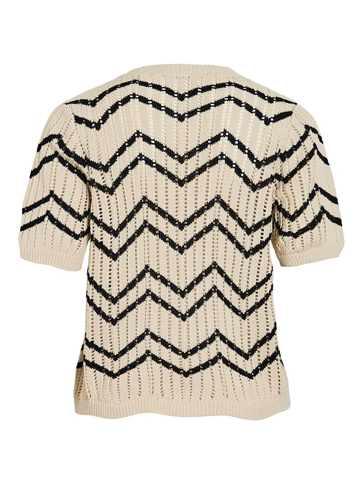 Sveter Vila Creme/ Schwarz 6897743 Pullover "Autra" in Creme/ Schwarz - 6