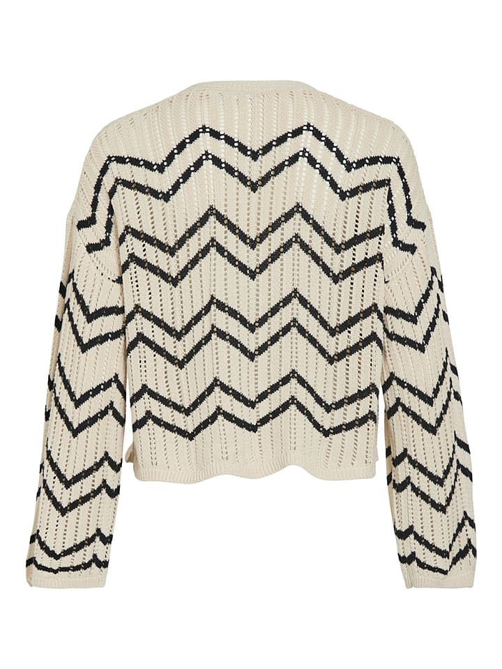 Sveter Vila Creme/ Schwarz 2497615 Cardigan "Autra" in Creme/ Schwarz - 2