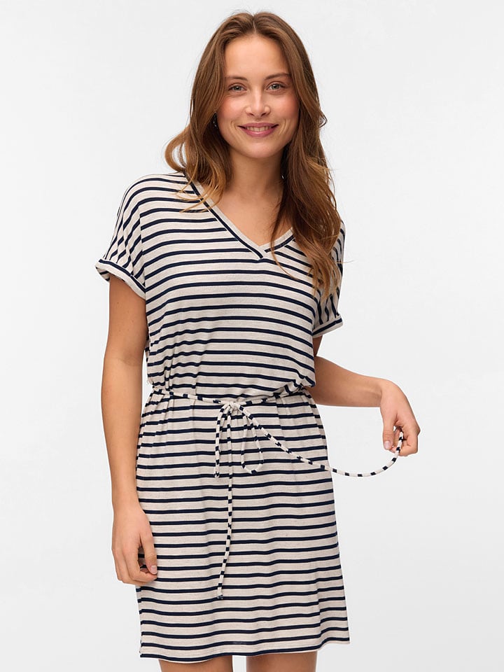 Šaty Vero Moda Creme/ Dunkelblau 1216357 Kleid in Creme/ Dunkelblau - 4