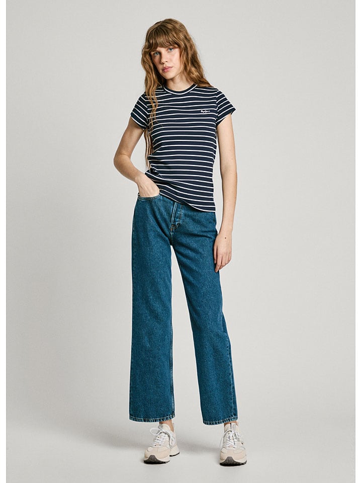 Tričko Pepe Jeans Dunkelblau/ Weiß 154951 Shirt "Meribel" in Dunkelblau/ Weiß - 1
