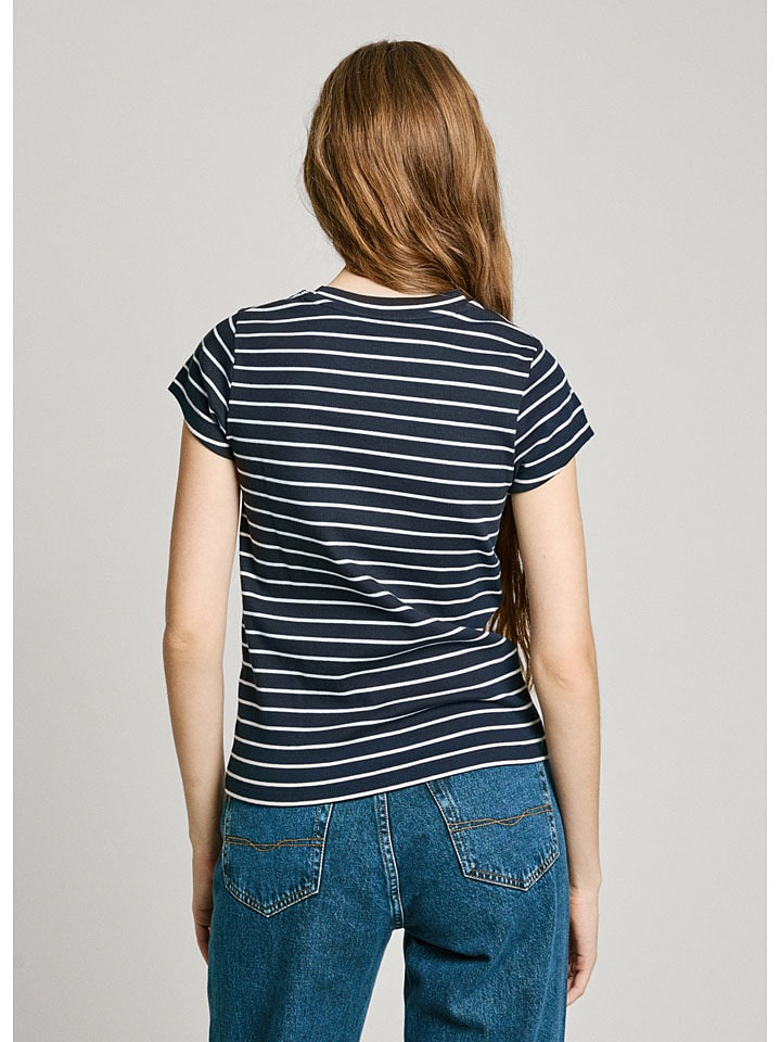 Tričko Pepe Jeans Dunkelblau/ Weiß 154951 Shirt "Meribel" in Dunkelblau/ Weiß - 3