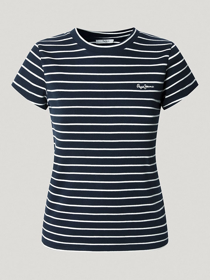 Tričko Pepe Jeans Dunkelblau/ Weiß 154951 Shirt "Meribel" in Dunkelblau/ Weiß - 4