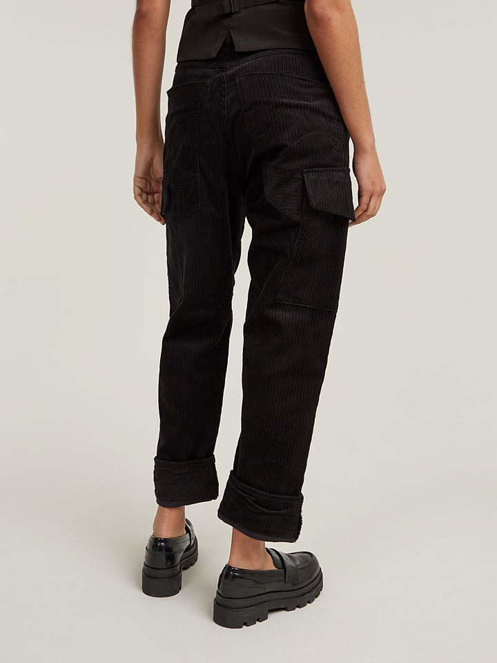 Nohavice G-Star Schwarz 2233615 Cargohose "Cord 3D" in Schwarz - 2