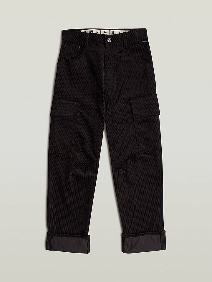 Nohavice G-Star Schwarz 2233615 Cargohose "Cord 3D" in Schwarz - 4