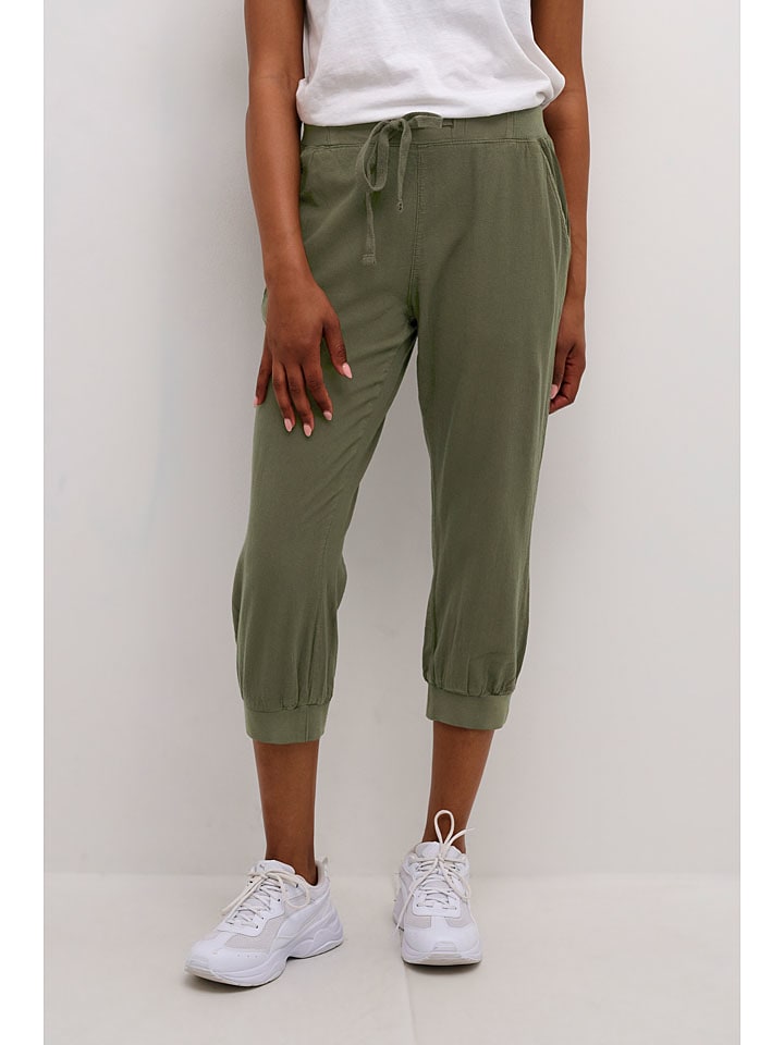Nohavice Kaffe Khaki 1377007 Carprihose "Naya" in Khaki - 2