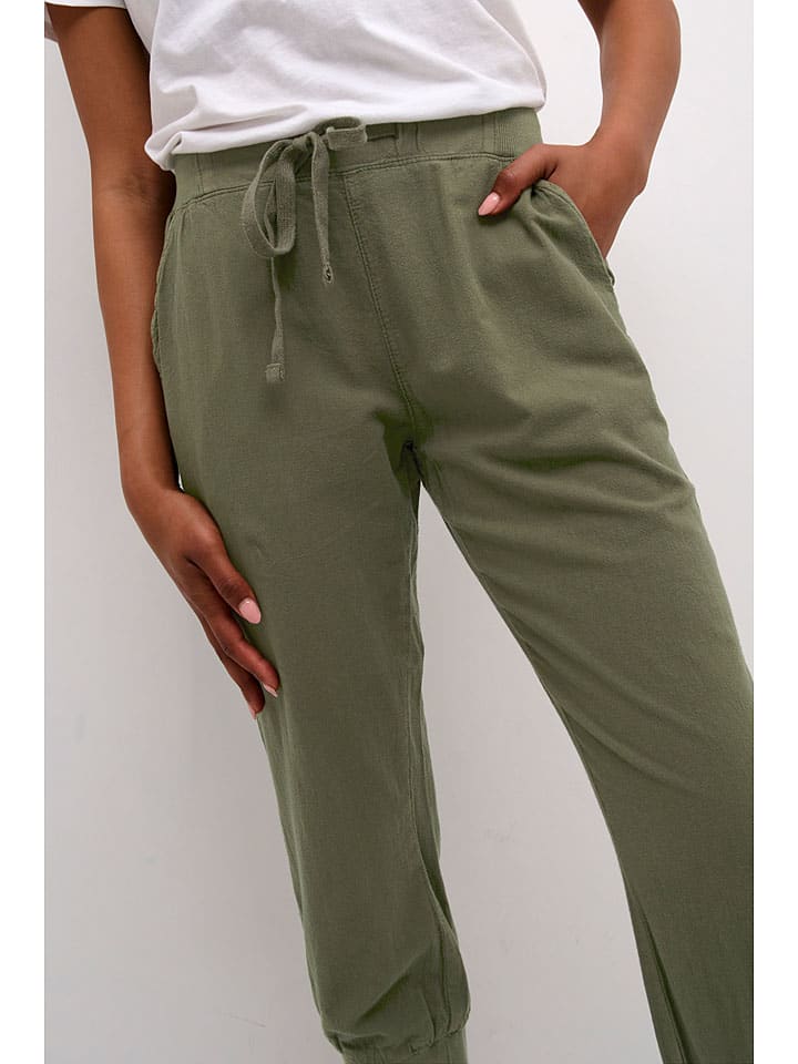 Nohavice Kaffe Khaki 1377007 Carprihose "Naya" in Khaki - 4