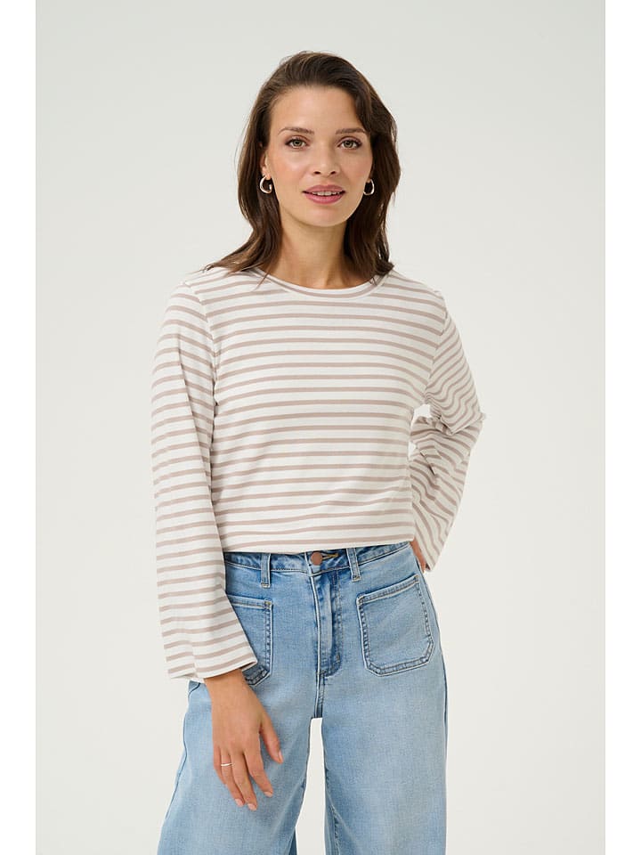 Kaffe Taupe/ Weiß 7488727 Longsleeve "Liddy" in Taupe/ Weiß - 2