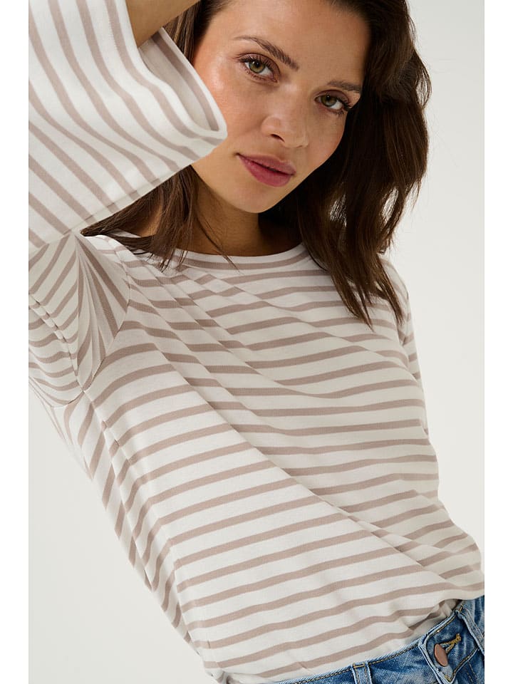 Kaffe Taupe/ Weiß 7488727 Longsleeve "Liddy" in Taupe/ Weiß - 3
