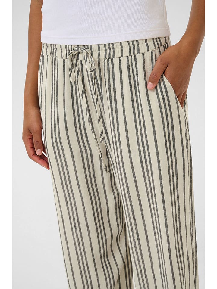 Nohavice Kaffe Creme/ Schwarz 6413541 Marlenehose "Milia" in Creme/ Schwarz - 3