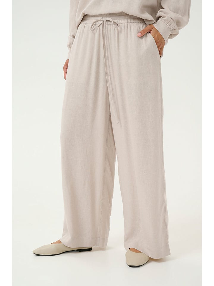 Nohavice Kaffe Creme 9016140 Marlenehose "Milia" in Creme - 2