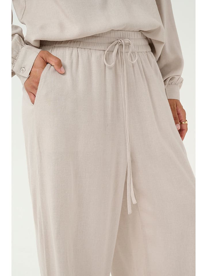 Nohavice Kaffe Creme 9016140 Marlenehose "Milia" in Creme - 4