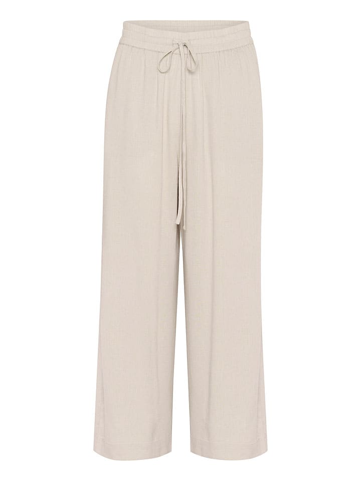 Nohavice Kaffe Creme 9016140 Marlenehose "Milia" in Creme - 5