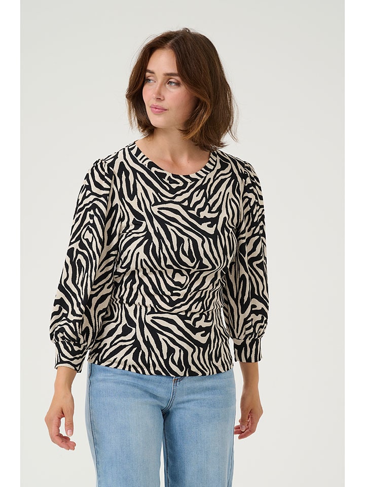 Kaffe Schwarz/ Creme 3626193 Longsleeve "Lvanna" in Schwarz/ Creme - 2