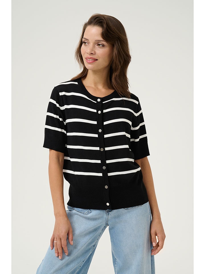 Sveter Kaffe Schwarz/ Weiß 4104331 Cardigan "Lizza" in Schwarz/ Weiß - 2