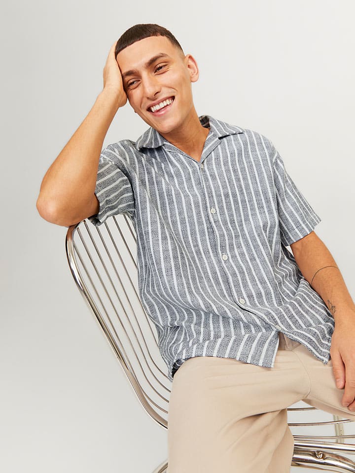 Košeľa Jack & Jones Dunkelblau/ Weiß 1586173 Hemd "Cabana" in Dunkelblau/ Weiß - 6