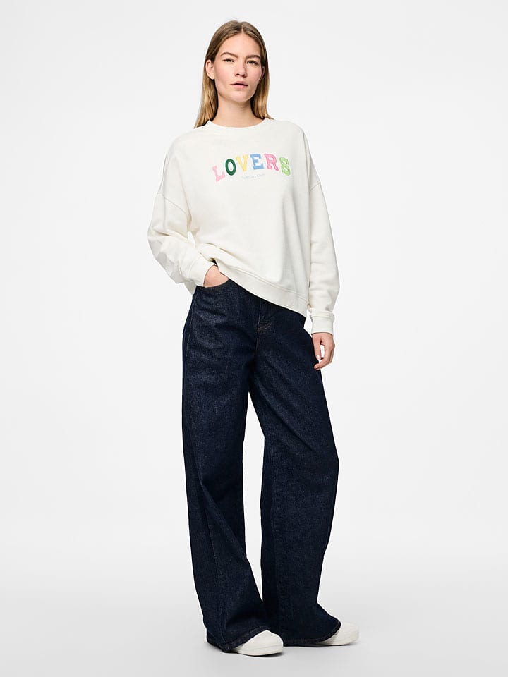Mikina Pieces Weiß 9835177 Sweatshirt "Tove" in Weiß - 2