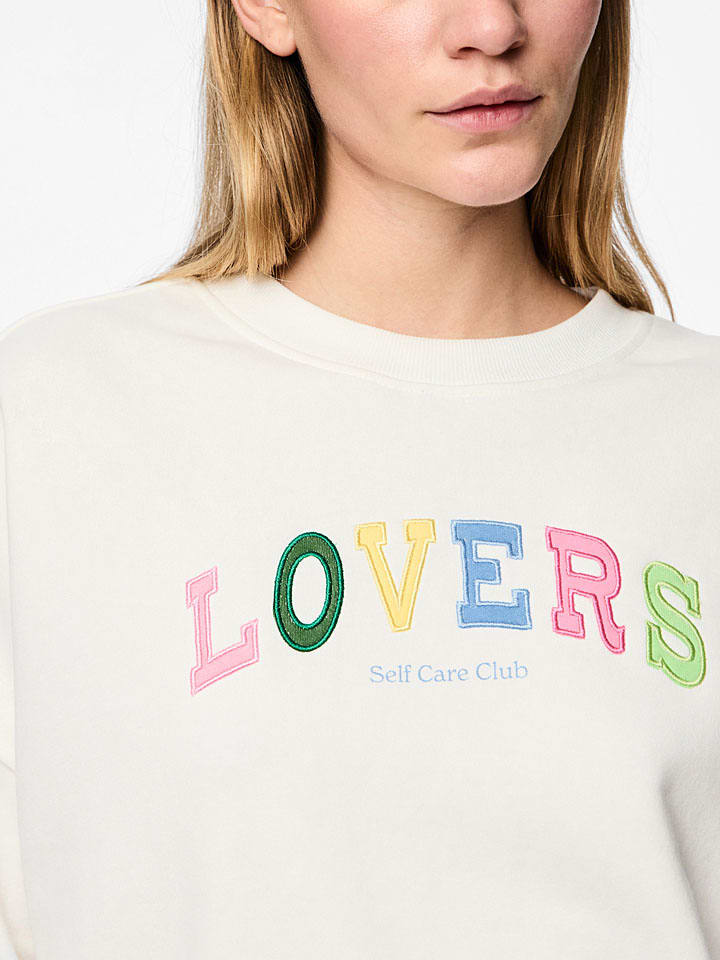 Mikina Pieces Weiß 9835177 Sweatshirt "Tove" in Weiß - 4