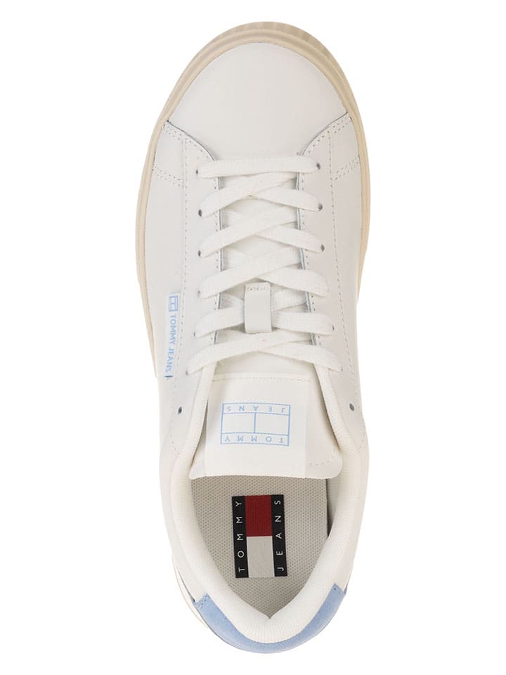 Tenisky Tommy Hilfiger Shoes Creme/ Hellblau 338462 Leder-Sneakers in Creme/ Hellblau - 4