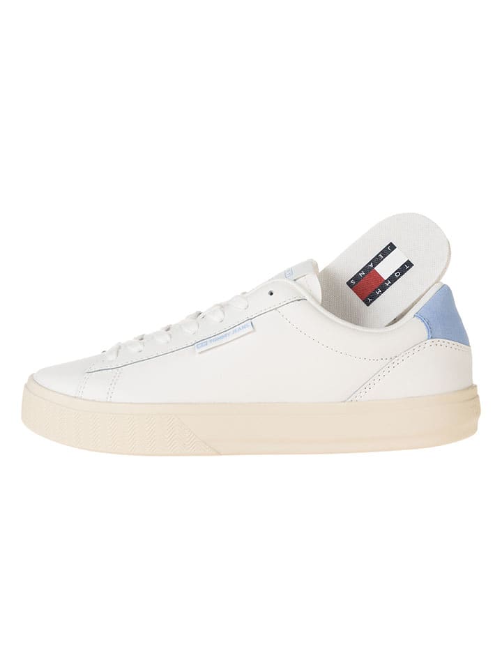 Tenisky Tommy Hilfiger Shoes Creme/ Hellblau 338462 Leder-Sneakers in Creme/ Hellblau - 6