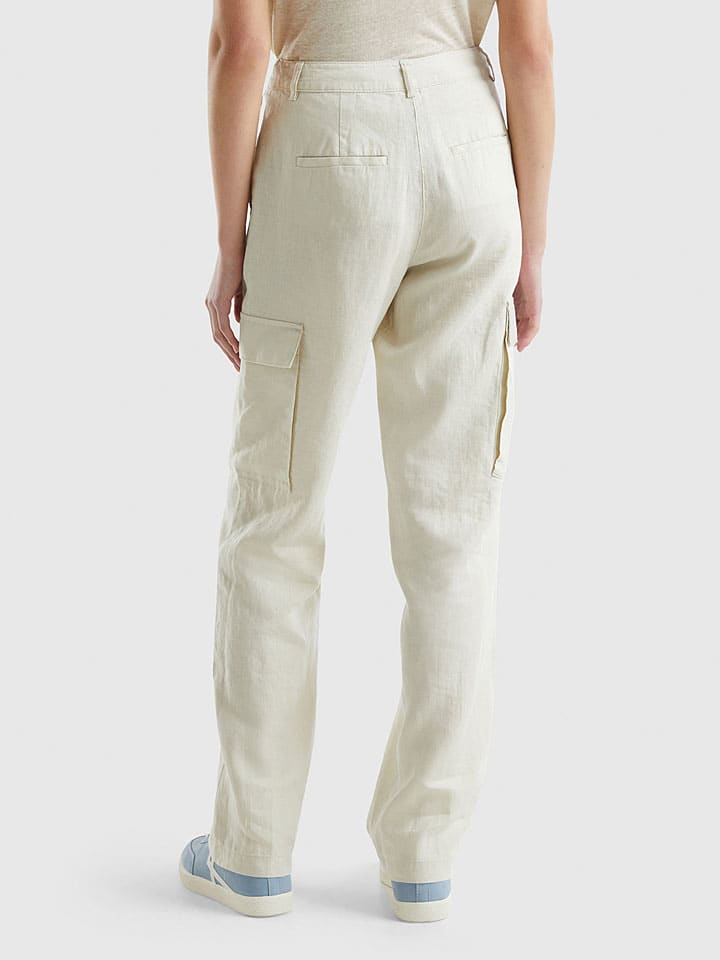 Benetton Beige 8530426 Leinen-Cargohose in Beige - 2