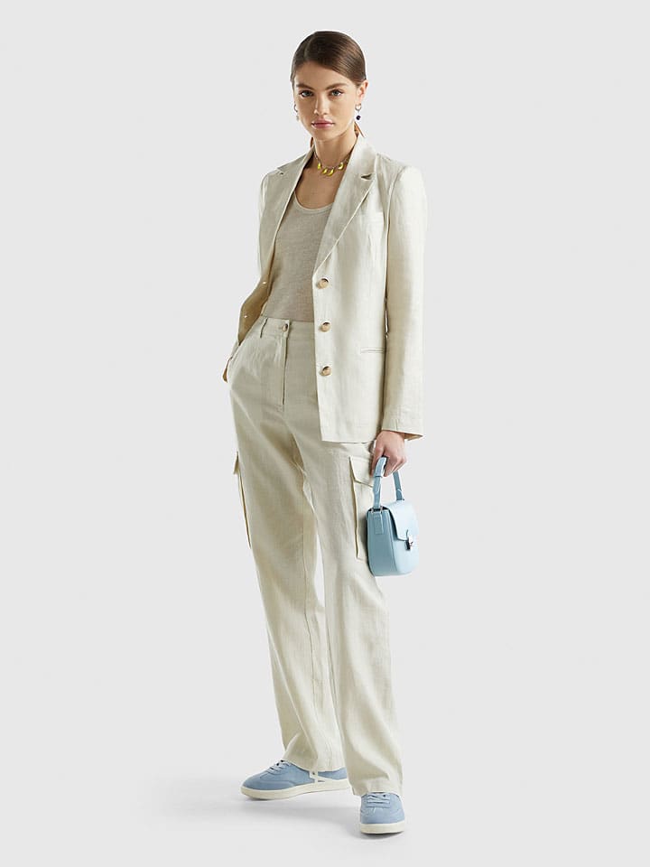 Benetton Beige 8530426 Leinen-Cargohose in Beige - 3