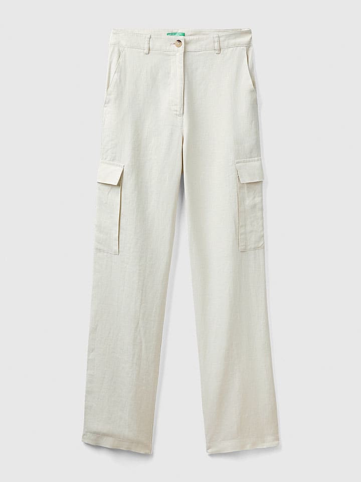 Benetton Beige 8530426 Leinen-Cargohose in Beige - 4