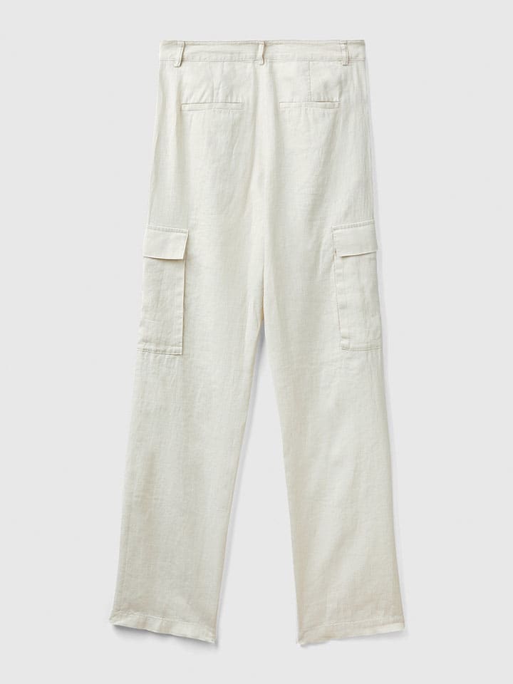 Benetton Beige 8530426 Leinen-Cargohose in Beige - 5