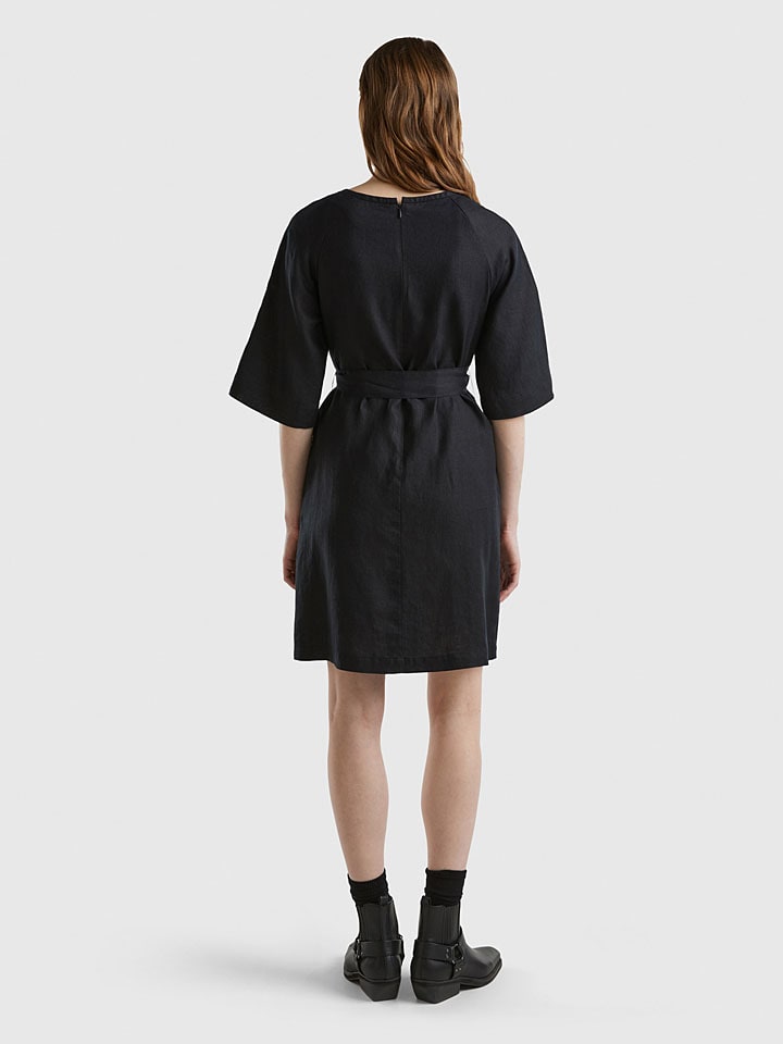 Šaty Benetton Schwarz 6882281 Leinen-Kleid in Schwarz - 3