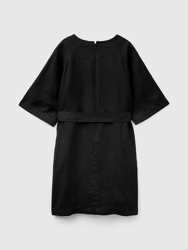 Šaty Benetton Schwarz 6882281 Leinen-Kleid in Schwarz - 5