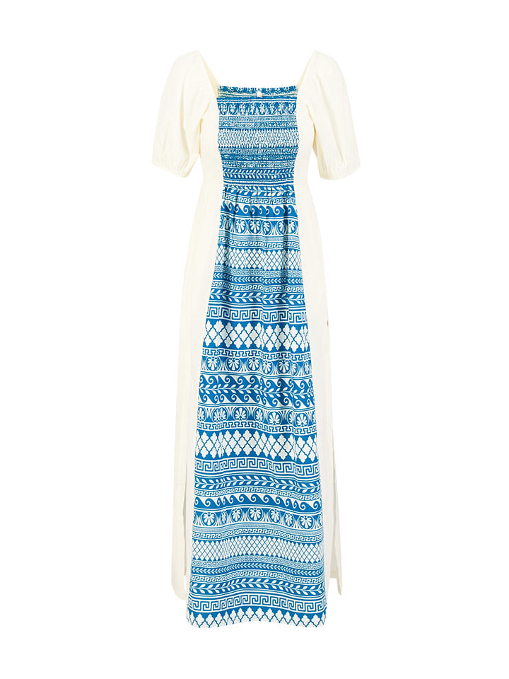 Šaty Blutsgeschwister Weiß/ Blau 3351329 Kleid "Grapewine Goddessmyth of mykonos" in Weiß/ Blau - 3