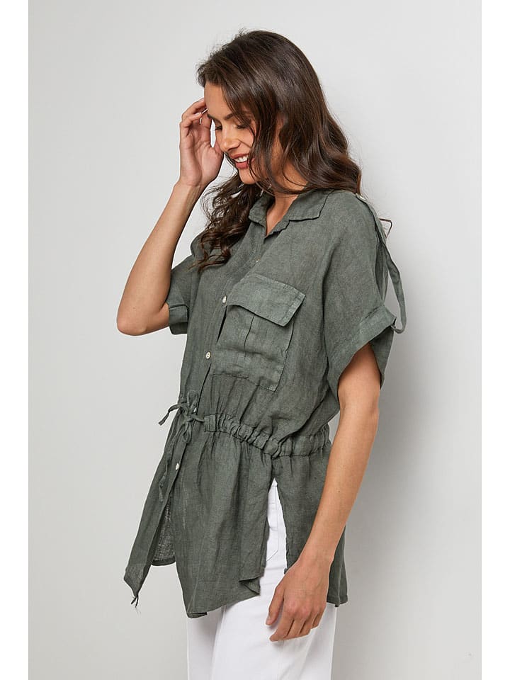 Lin Passion Khaki 9246214 Leinen-Bluse in Khaki - 2