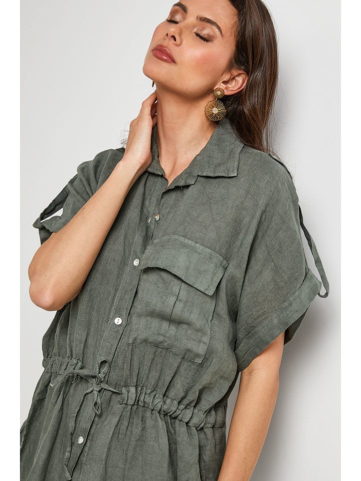Lin Passion Khaki 9246214 Leinen-Bluse in Khaki - 4