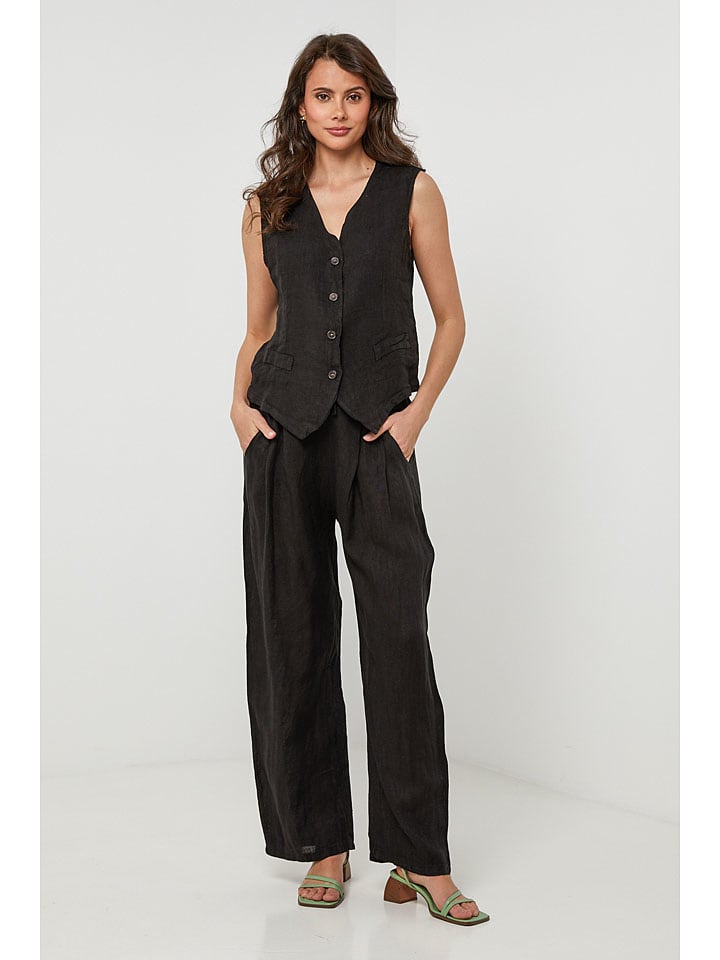 Vesta Lin Passion Schwarz 7447824 Leinen-Weste in Schwarz - 5