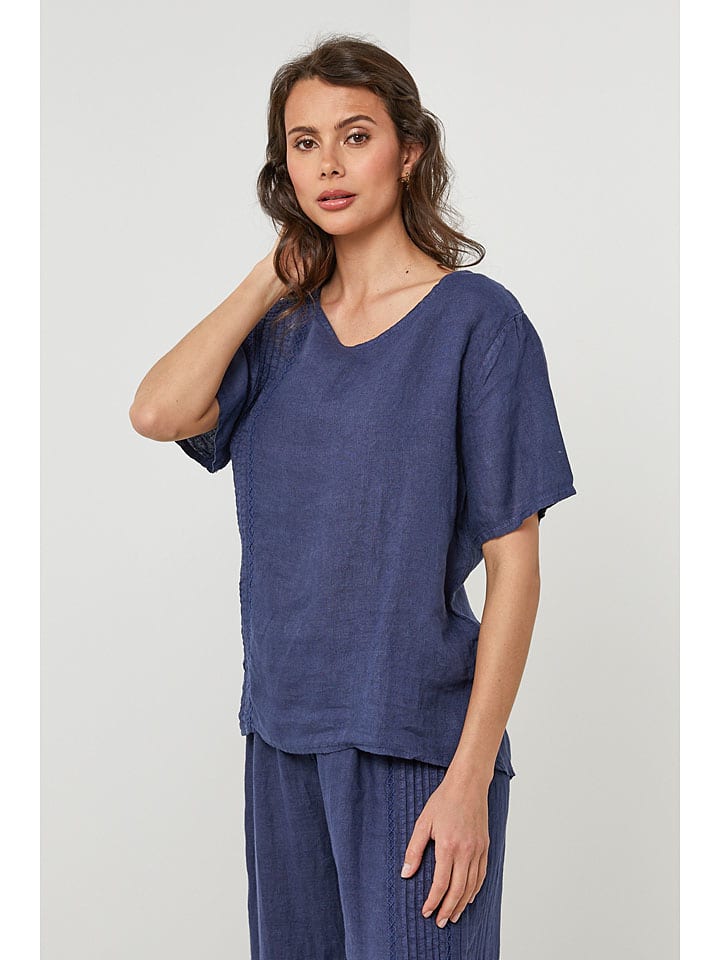 Lin Passion Dunkelblau 5683715 Leinen-Bluse in Dunkelblau - 2