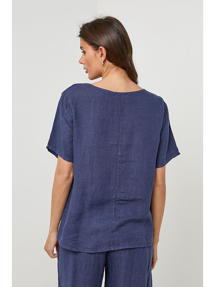 Lin Passion Dunkelblau 5683715 Leinen-Bluse in Dunkelblau - 3