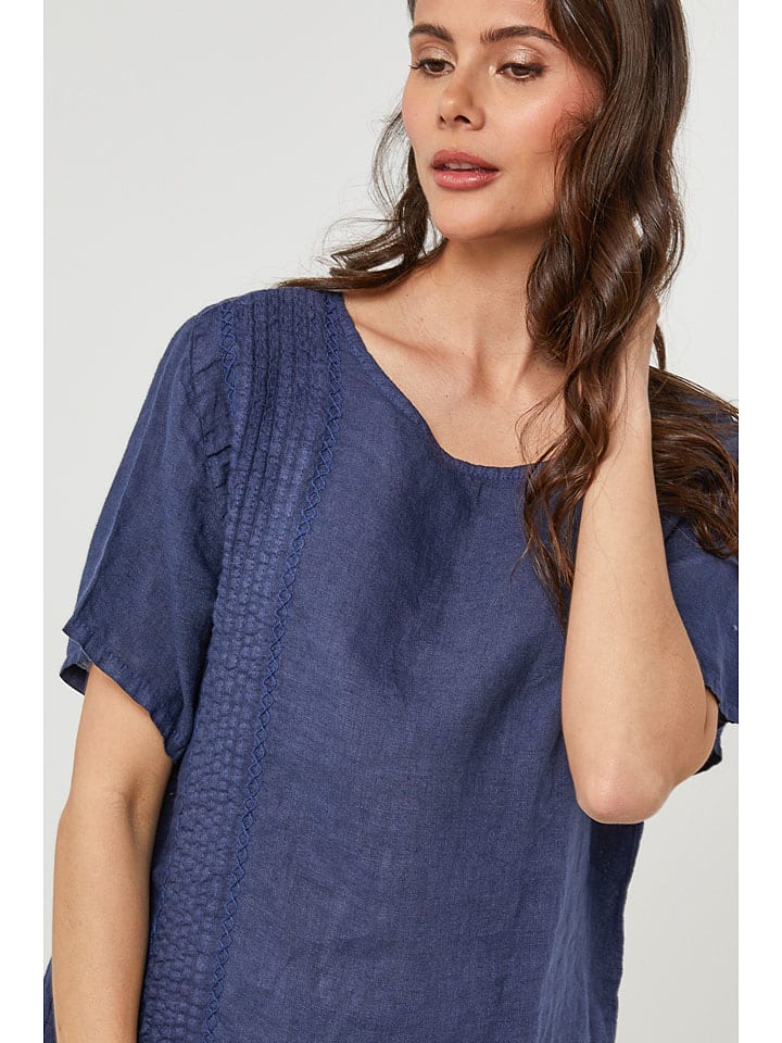Lin Passion Dunkelblau 5683715 Leinen-Bluse in Dunkelblau - 4