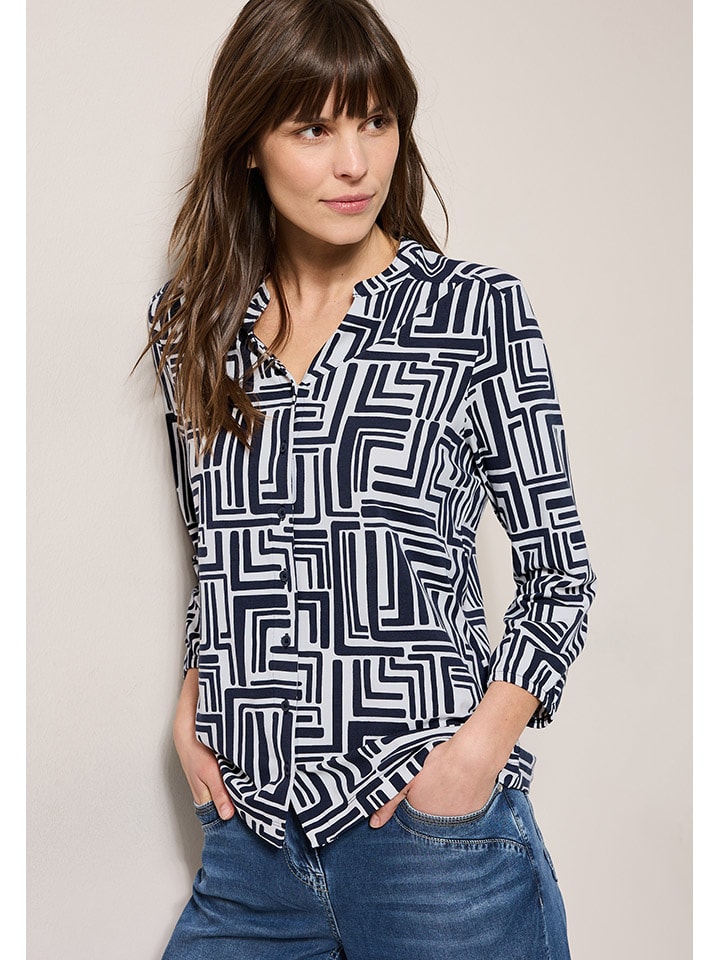 Cecil Weiß/ Dunkelblau 8366403 Bluse in Weiß/ Dunkelblau - 1
