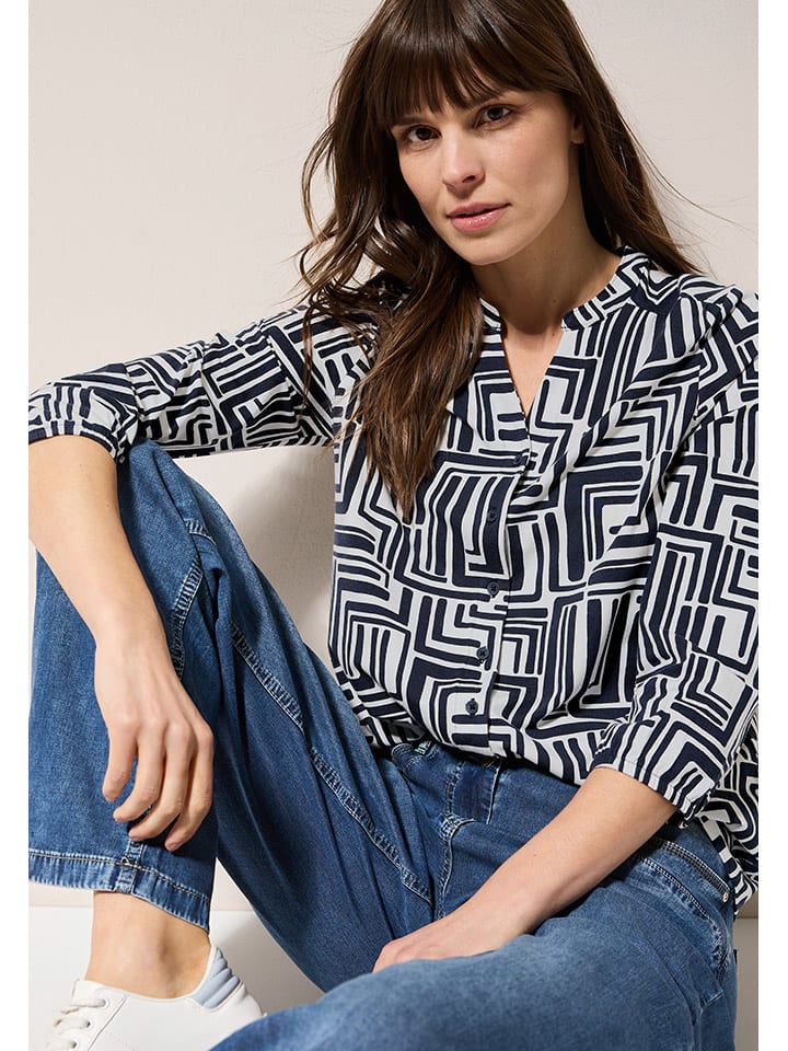 Cecil Weiß/ Dunkelblau 8366403 Bluse in Weiß/ Dunkelblau - 4