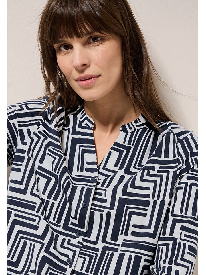 Cecil Weiß/ Dunkelblau 8366403 Bluse in Weiß/ Dunkelblau - 5