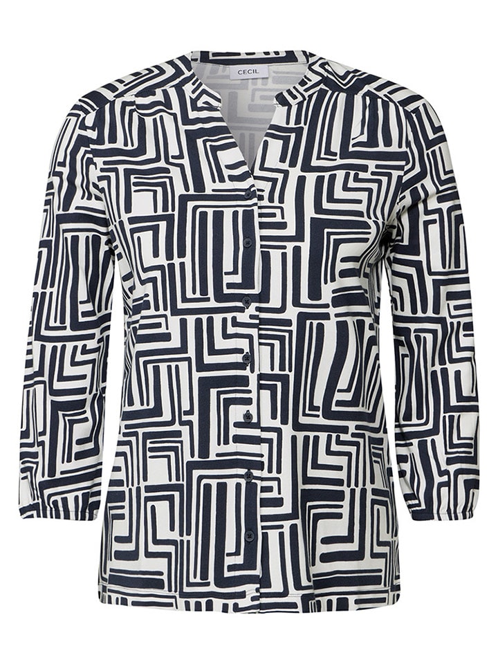 Cecil Weiß/ Dunkelblau 8366403 Bluse in Weiß/ Dunkelblau - 6