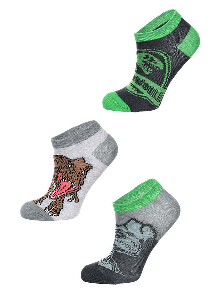 Jurassic World Grau/ Grün 4524940 3er-Set: Socken "Jurassic World" in Grau/ Grün - 3