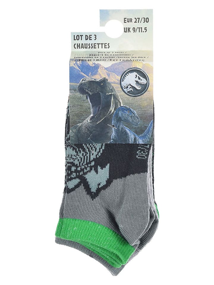 Jurassic World Grau/ Grün 4524940 3er-Set: Socken "Jurassic World" in Grau/ Grün - 4