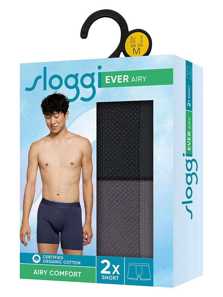 Boxerky Sloggi Schwarz/ Grau 9739179 2er-Set: Boxershorts "Ever" in Schwarz/ Grau - 2