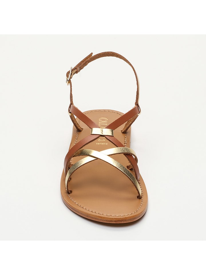 Sandály CALANK Hellbraun/ Gold 2644986 Leder-Sandalen in Hellbraun/ Gold - 2