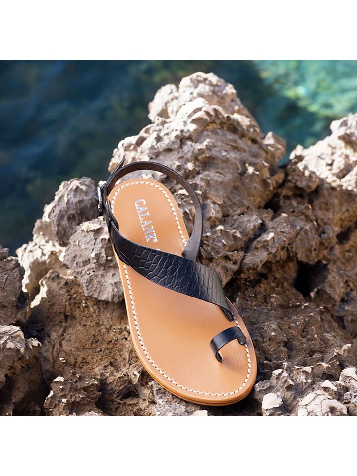 Sandály CALANK Schwarz 6914495 Leder-Zehensandalen in Schwarz - 6