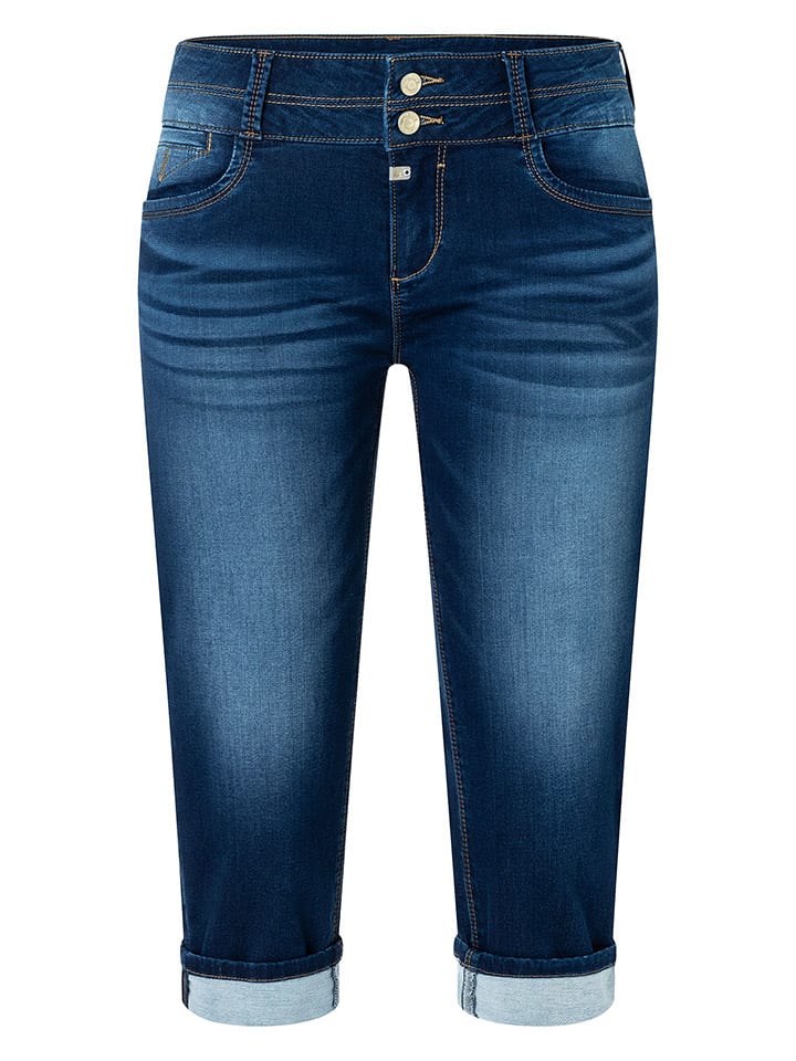 Kraťasy Timezone Dunkelblau 5099340 Jeans-Caprihose "Enya" - Slim fit - in Dunkelblau - 5