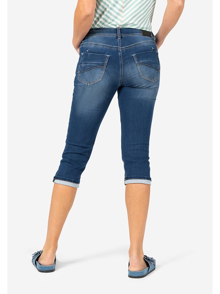 Kraťasy Timezone Dunkelblau 1403138 Jeans-Caprihose "Tali" - Slim fit - in Dunkelblau - 2