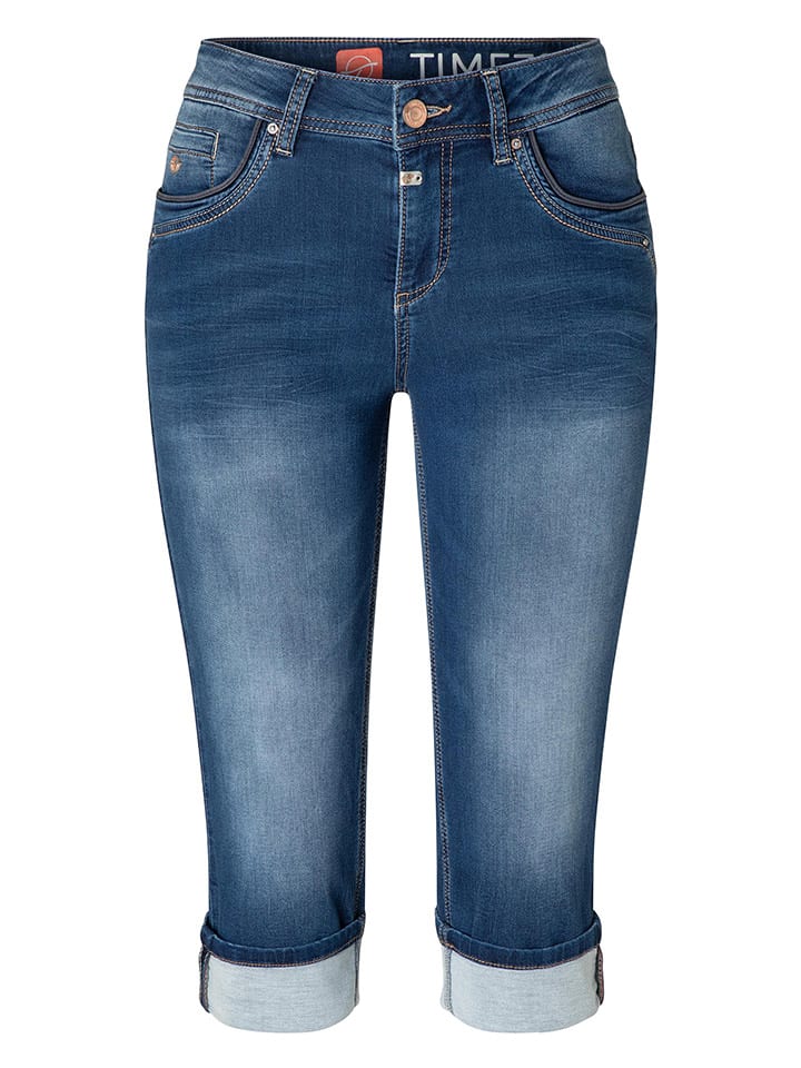 Kraťasy Timezone Dunkelblau 1403138 Jeans-Caprihose "Tali" - Slim fit - in Dunkelblau - 5