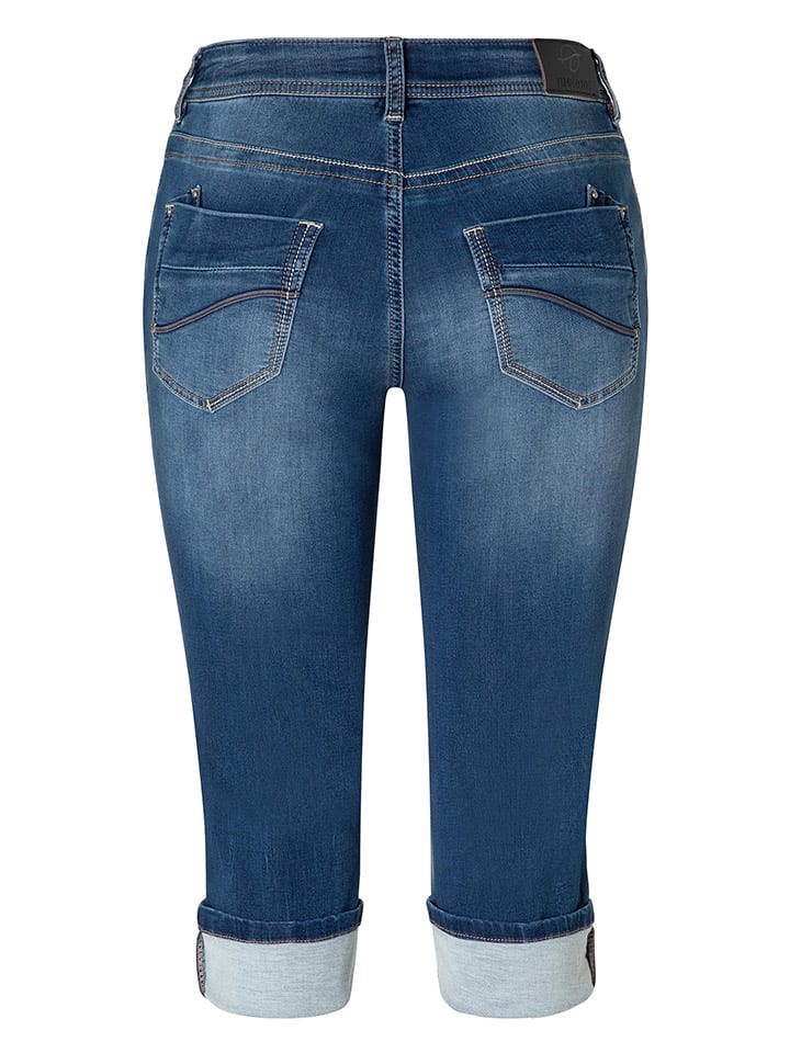 Kraťasy Timezone Dunkelblau 1403138 Jeans-Caprihose "Tali" - Slim fit - in Dunkelblau - 6